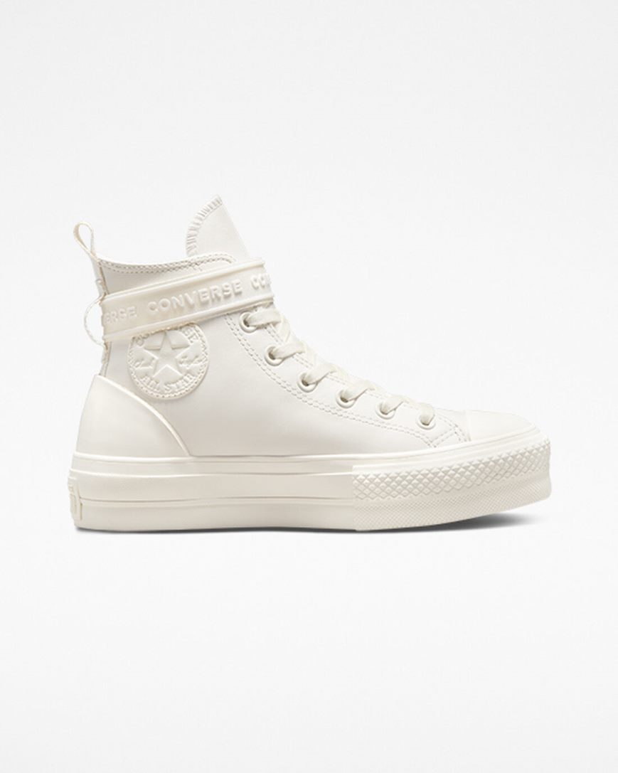 Women\'s Converse Chuck Taylor All Star Lift Leather Hike High Top Platform Shoes White | AU 5C984W